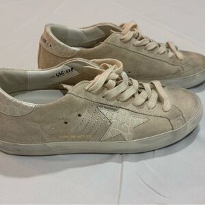 Golden Goose Cream and White Sneakers